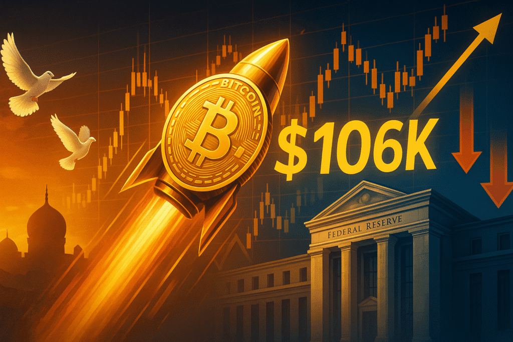 🚀 Bitcoin rebota a $106K: tregua en Medio Oriente y recortes de tasas reavivan el rally